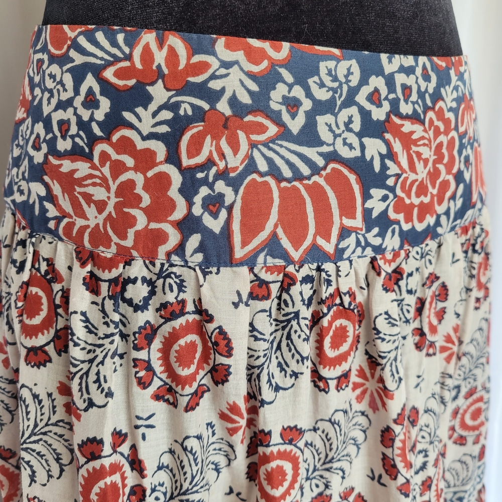 🌻Sundance tiered boho cotton maxi skirt.Floral print Sz 12 excellent condition - Picture 4 of 13